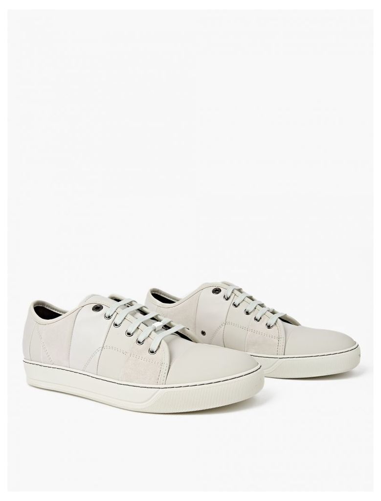 White Panelled Toe-Cap Sneakers
