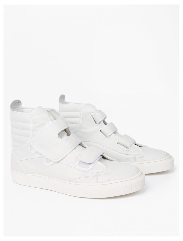 White Leather Hi-Top Sneakers