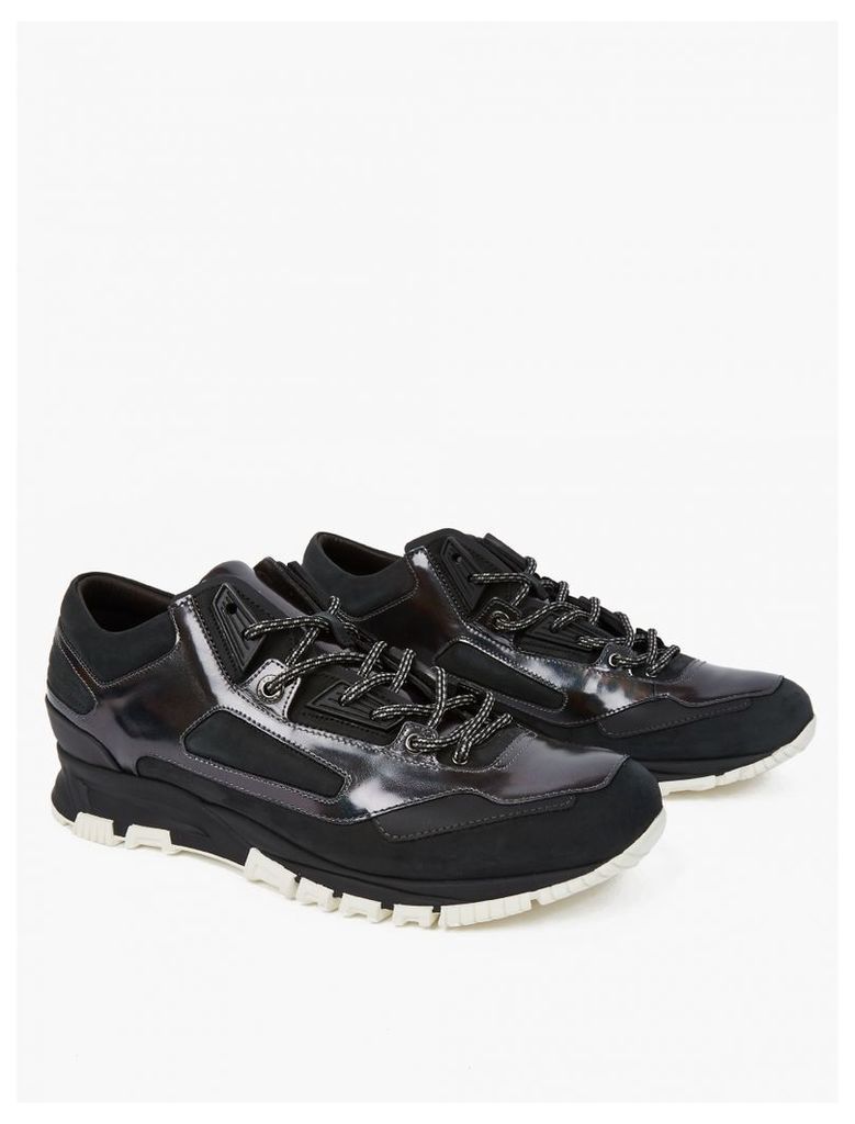 Black Leather Running Sneakers