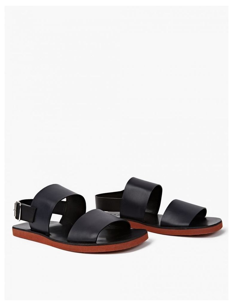 Black and Navy Leather Sandals