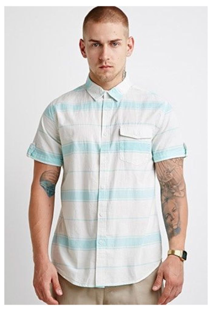 Striped Button-Tab Shirt