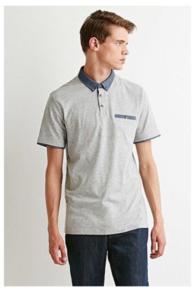 Chambray-Trimmed Polo