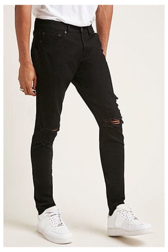 Ripped Knee Slim-Fit Trousers