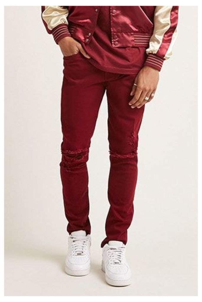 Ripped Knee Slim-Fit Trousers