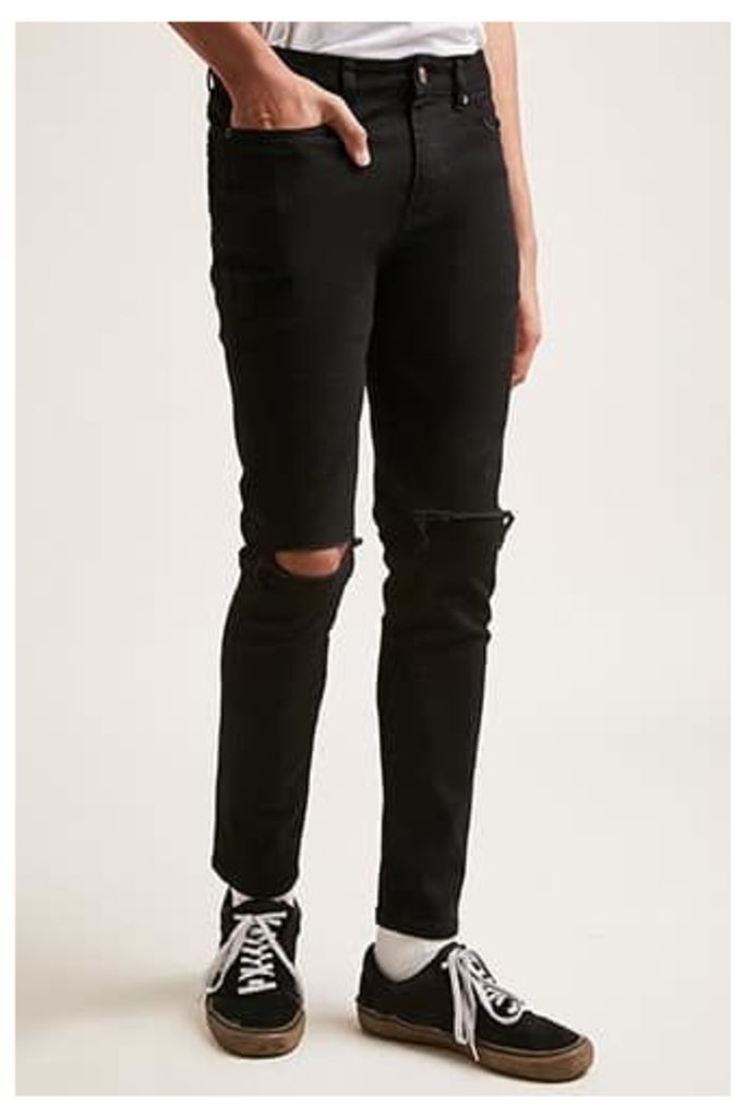 Ripped-Knee Skinny Jeans