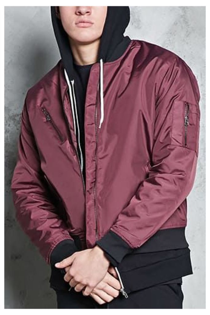 Check-Lined Bomber Jacket