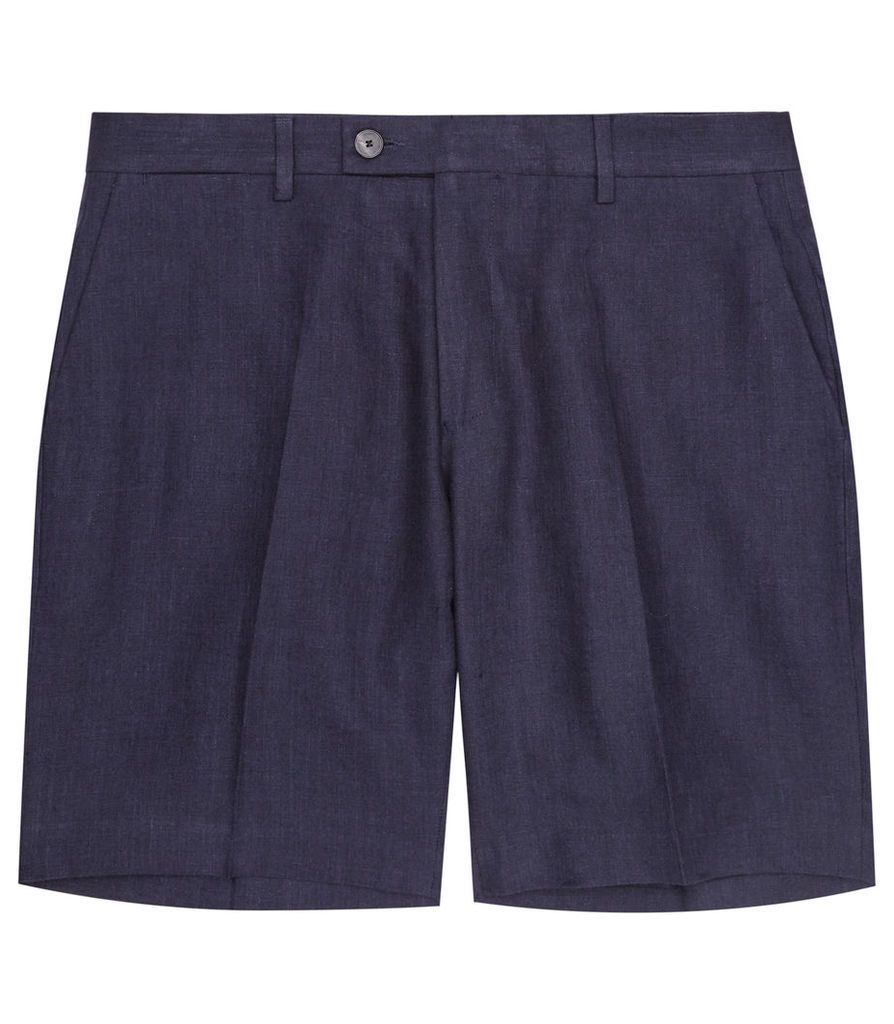 REISS Sky - Mens Linen Shorts in Blue