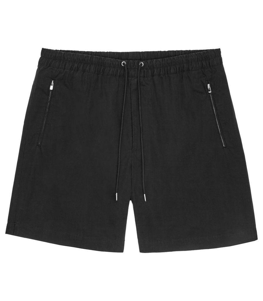 REISS Howard - Mens Drawstring Shorts in Black