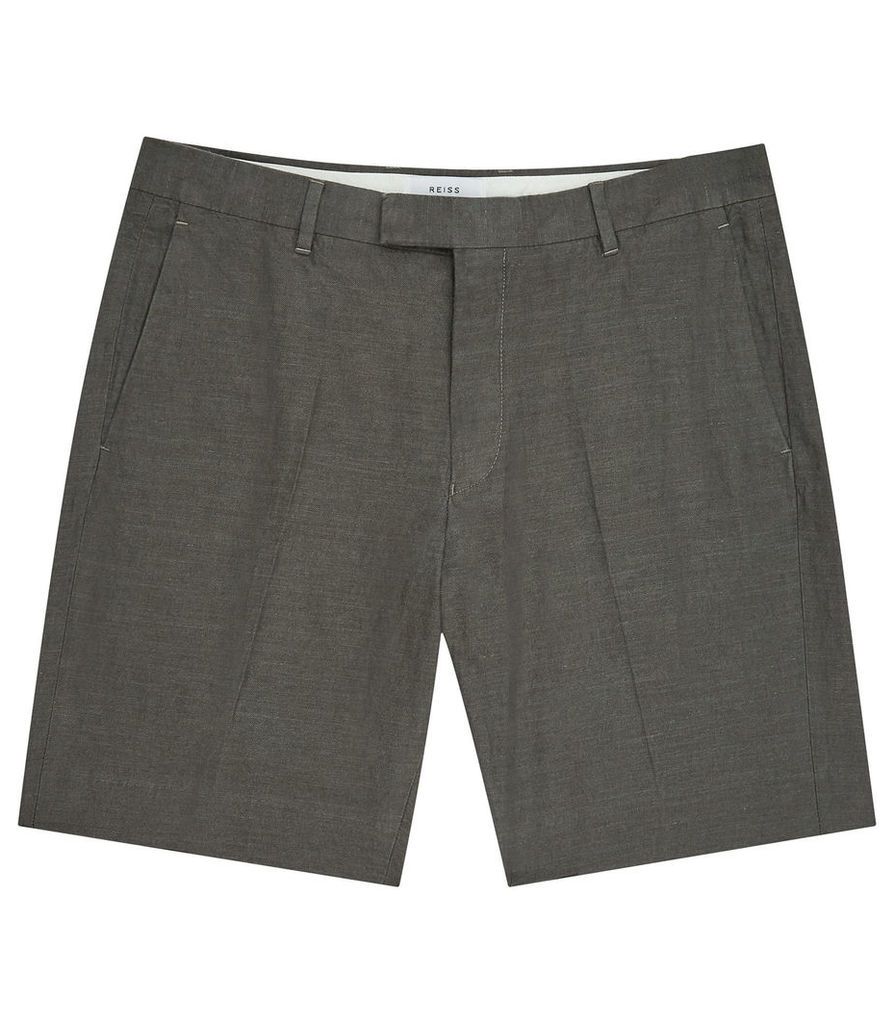 REISS Valley - Mens Linen And Cotton Shorts in Brown