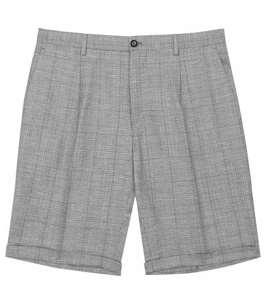 REISS Buckingham S - Mens Check Shorts in Grey