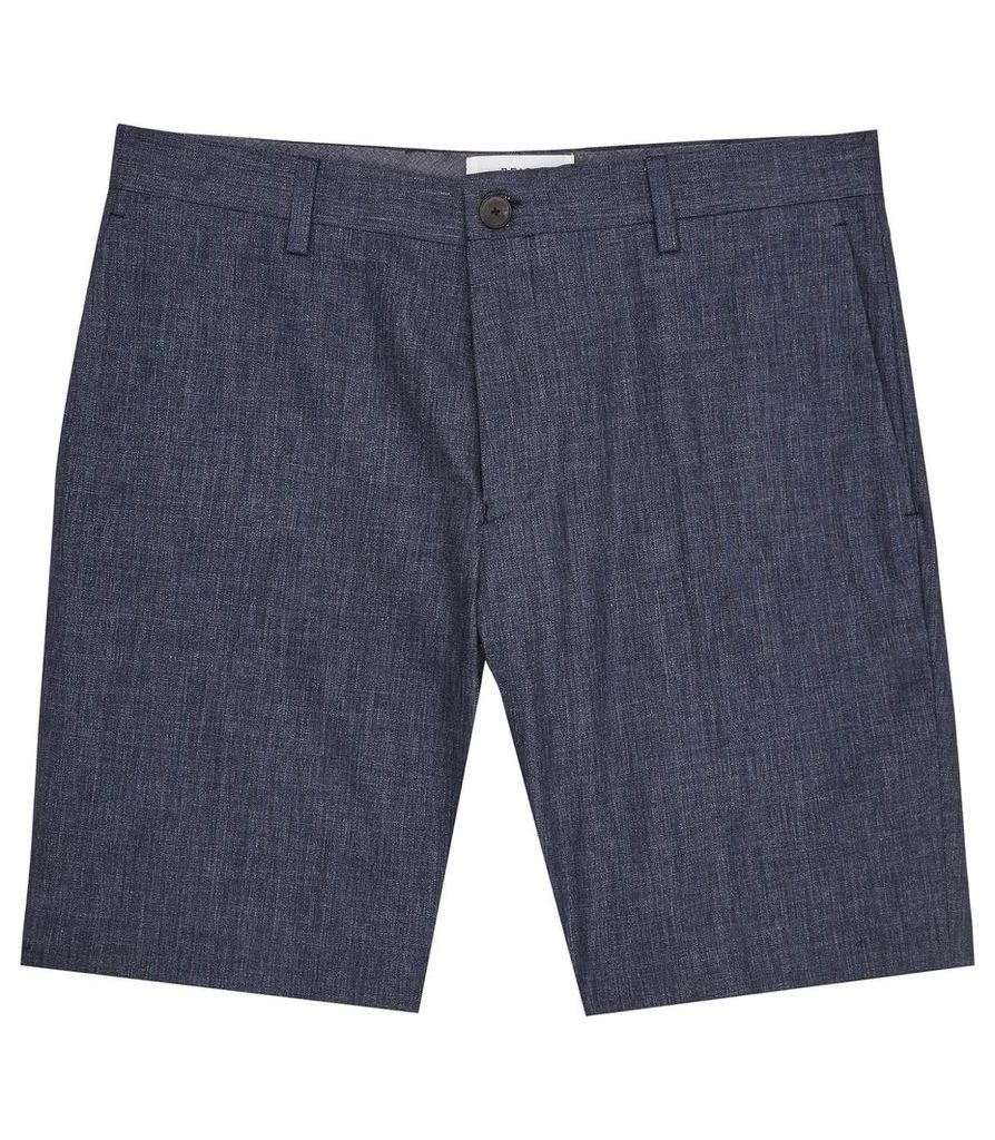 REISS Geronimo S - Mens Tailored Cotton Shorts in Blue
