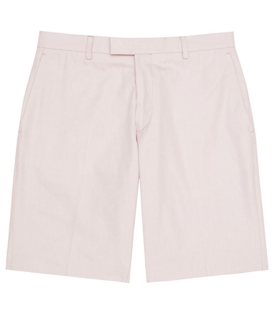 REISS Montgomery - Mens Twill Cotton Shorts in Red