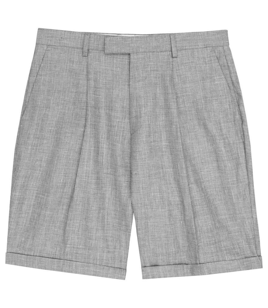 REISS Roman S - Mens Herringbone Shorts in Grey