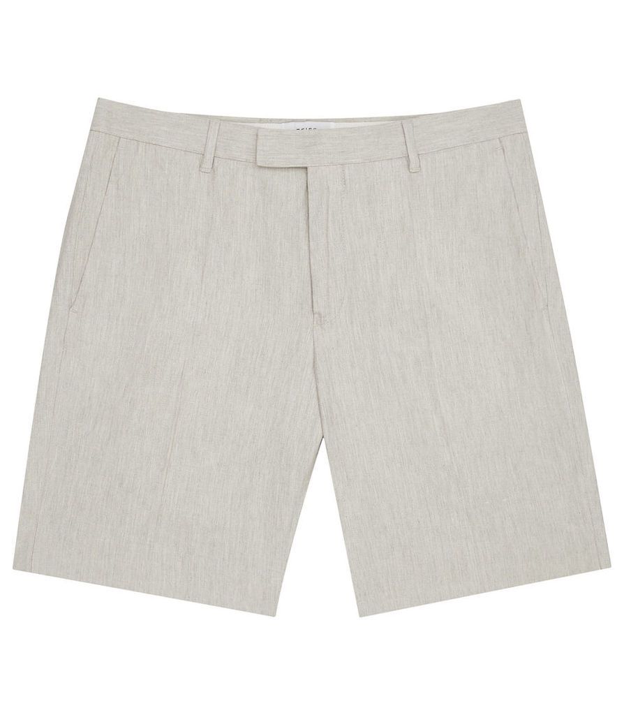 REISS Valley - Mens Linen And Cotton Shorts in White