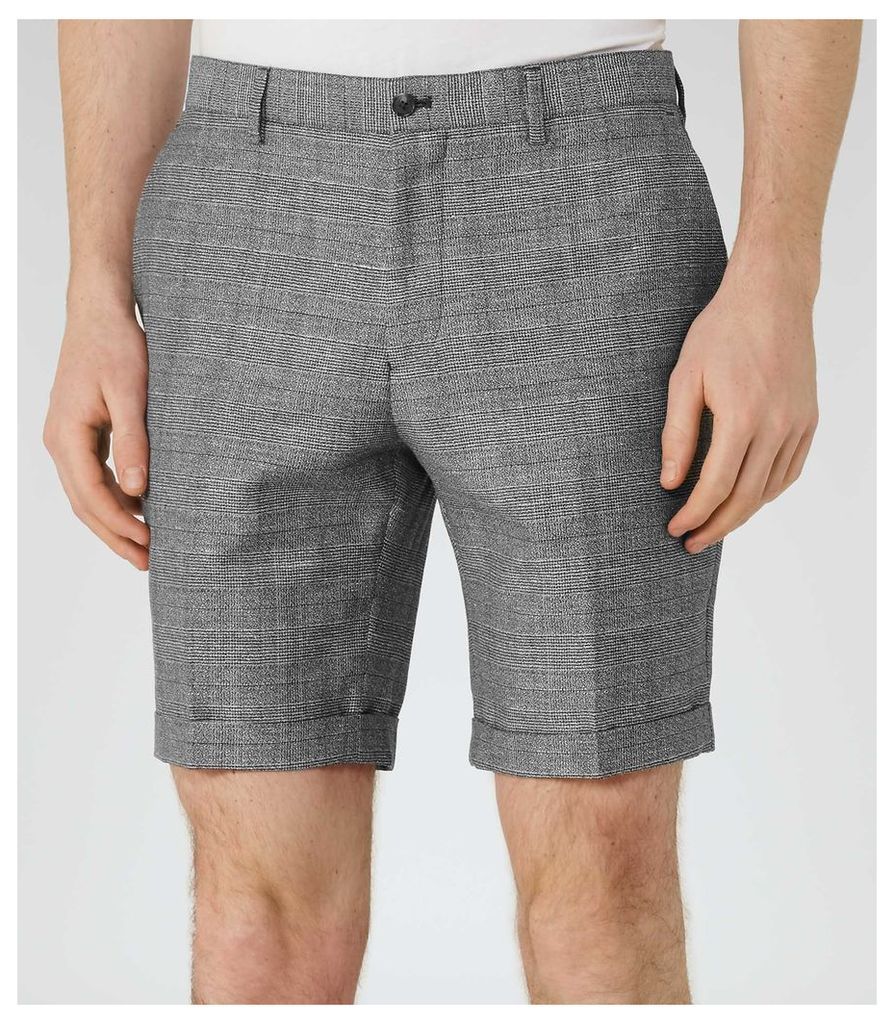 Reiss Buckingham S - Check Shorts in Grey, Mens, Size 38