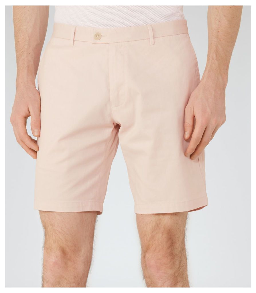 Reiss Wicker  - Tailored Cotton Shorts in Soft Pink, Mens, Size 38