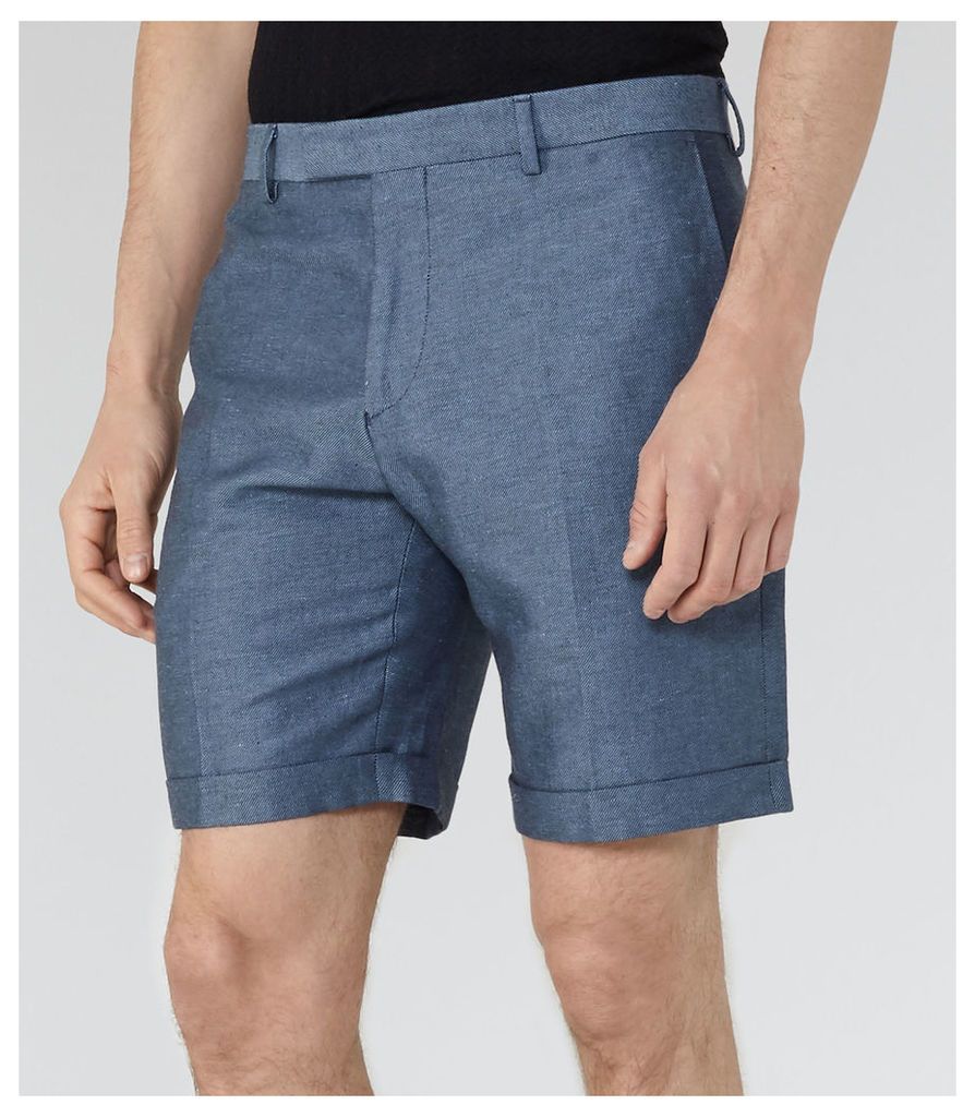Reiss Meadow - Linen And Cotton Shorts in Navy, Mens, Size 38