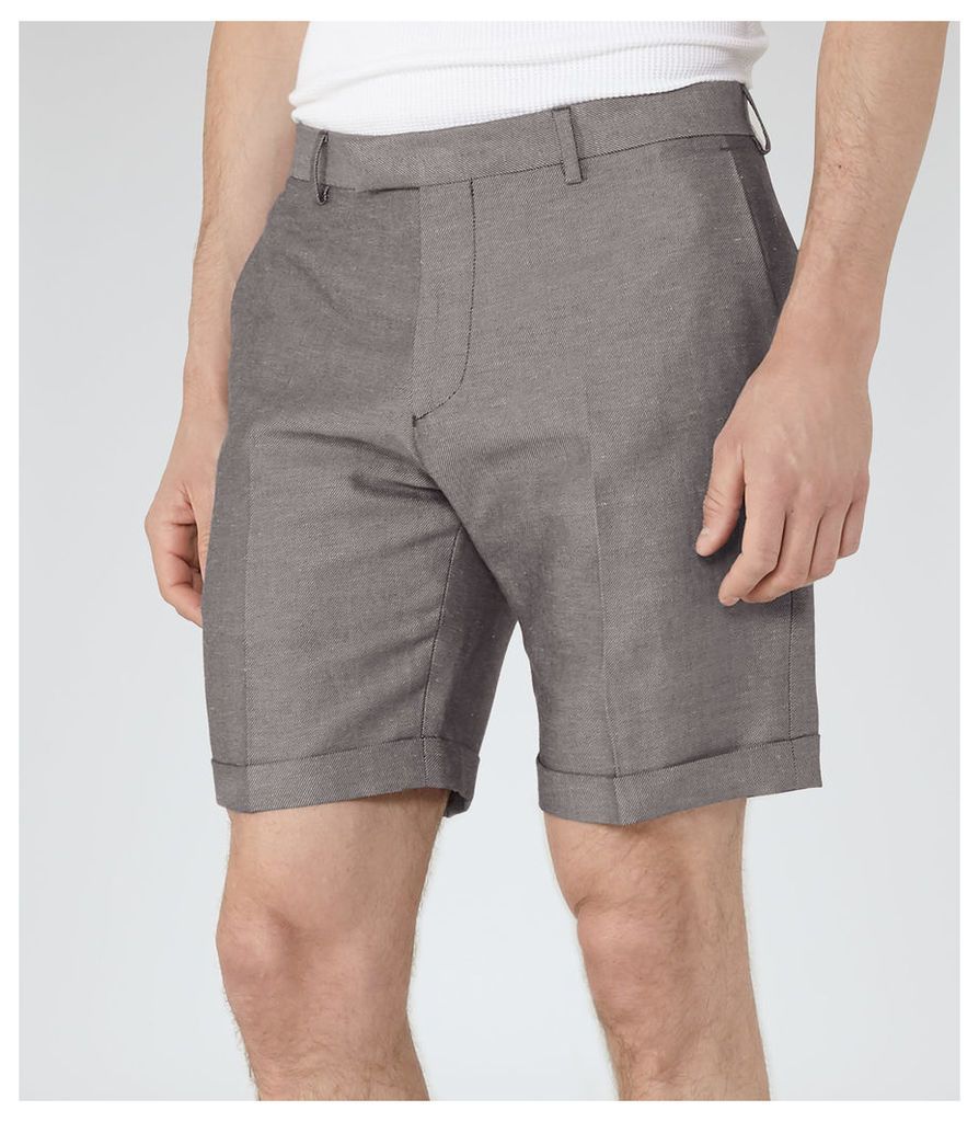 Reiss Meadow - Linen And Cotton Shorts in Grey, Mens, Size 38