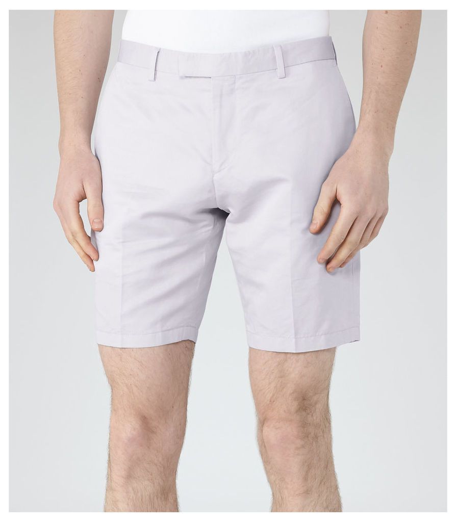 Reiss Southbury - Cotton And Linen Shorts in Light Grey, Mens, Size 34