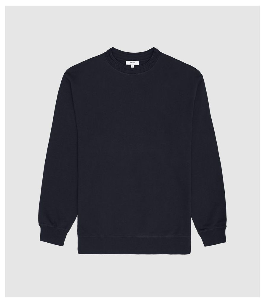 Reiss Cameron - Trim Detail Sweatshirt in Navy, Mens, Size XXL