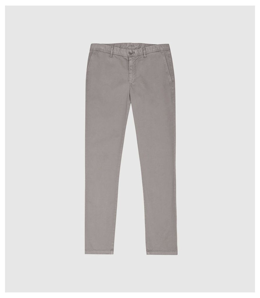 Reiss Fielder - Garment Dyed Slim Fit Chinos in Grey, Mens, Size 38