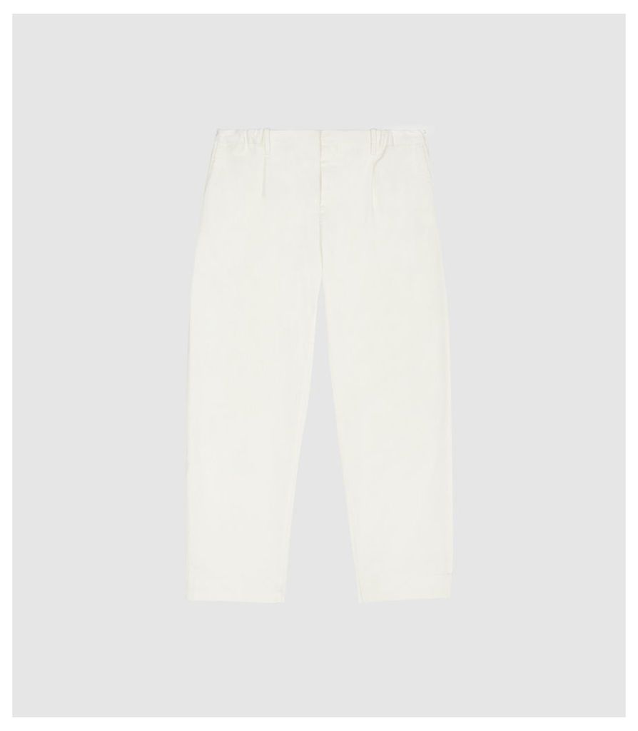 Reiss Maple - Cropped Relaxed Fit Trousers in White, Mens, Size 38