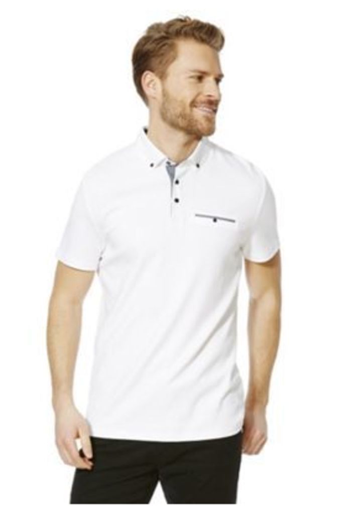 F&F Signature Button-Down Mercerised Cotton Polo Shirt, Men's, Size: Large