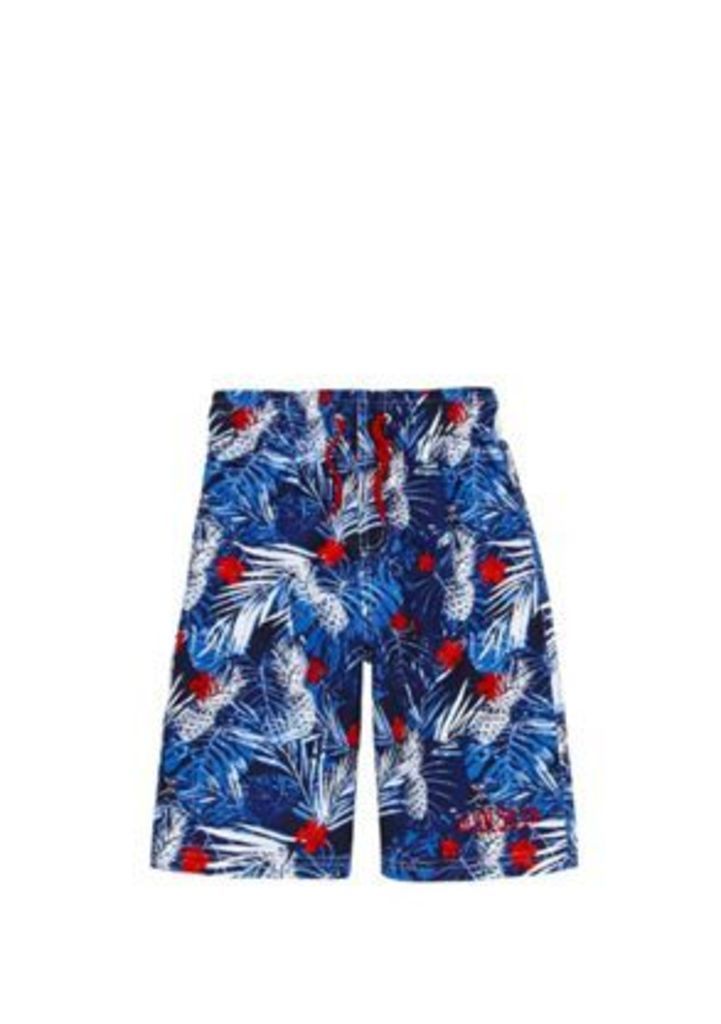 Dudeskin Tropical Print Surf Shorts, Boy's, Size: 13 years