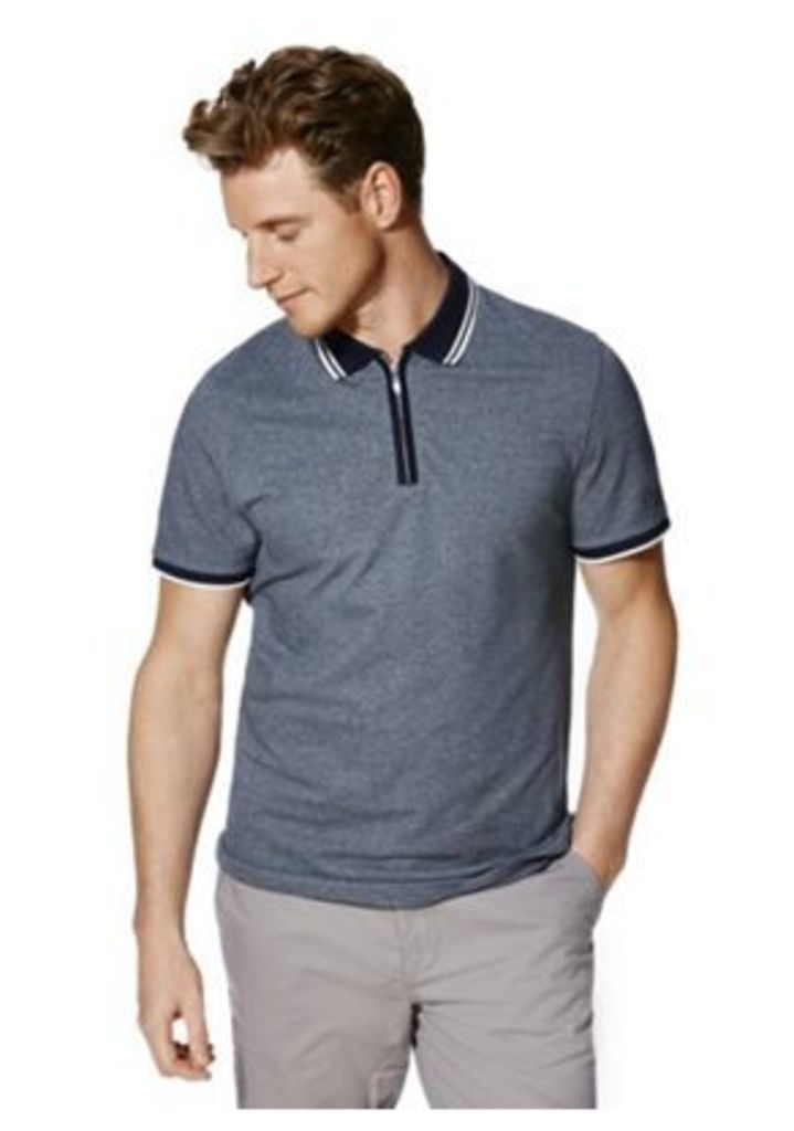 F&F Zip Pique Polo Shirt, Men's, Size: Large