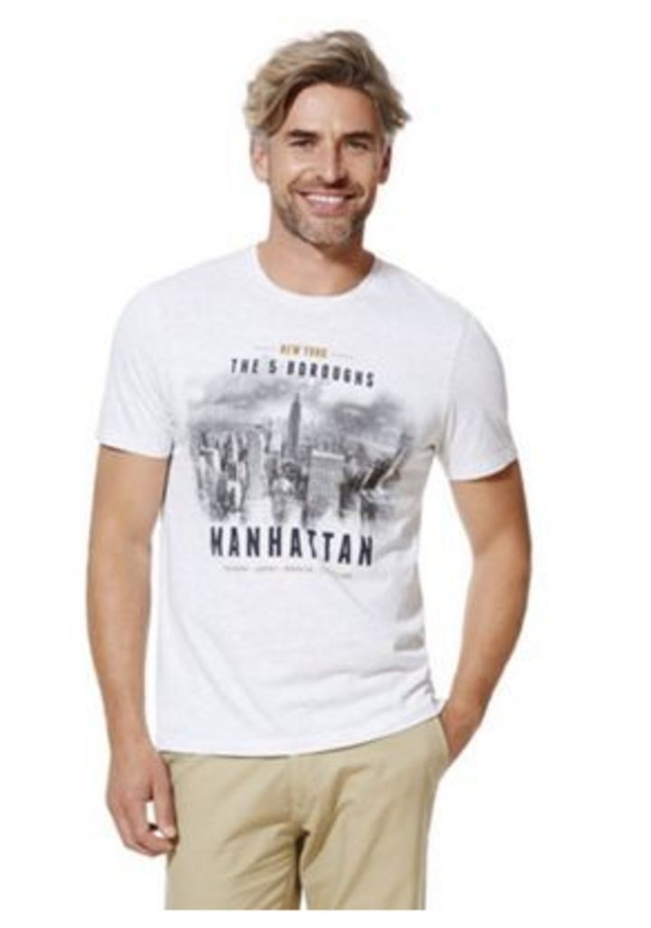 F&F Manhattan City Skyline Print Marl T-Shirt, Men's, Size: 4XL