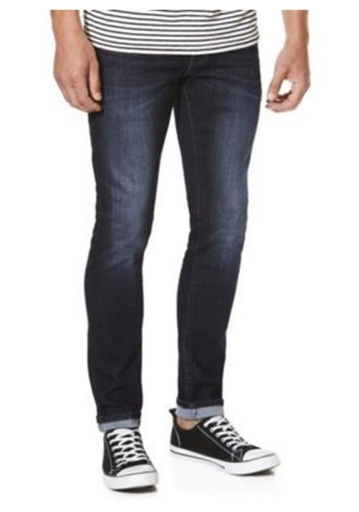 F&F Dark Wash Stretch Super Skinny Jeans, Men's, Size: 34 Waist 30 Leg