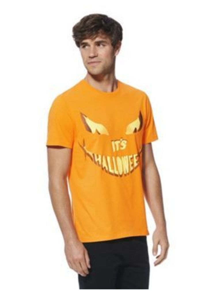 F&F Pumpkin Face Slogan Halloween T-Shirt, Men's, Size: 3XL