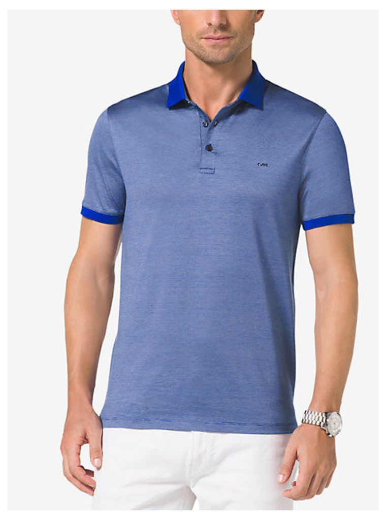 Chambray-Trim Cotton Polo Shirt