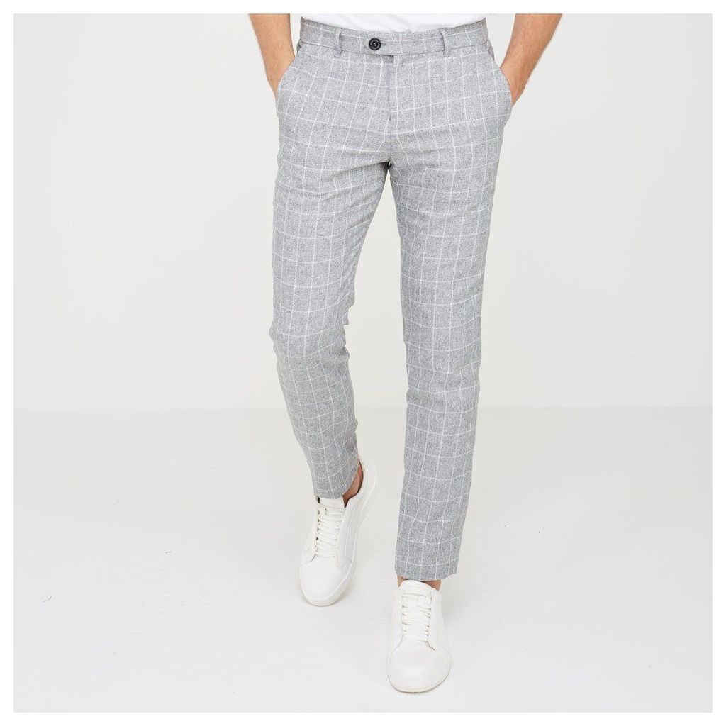 Checked Trousers - Light Grey