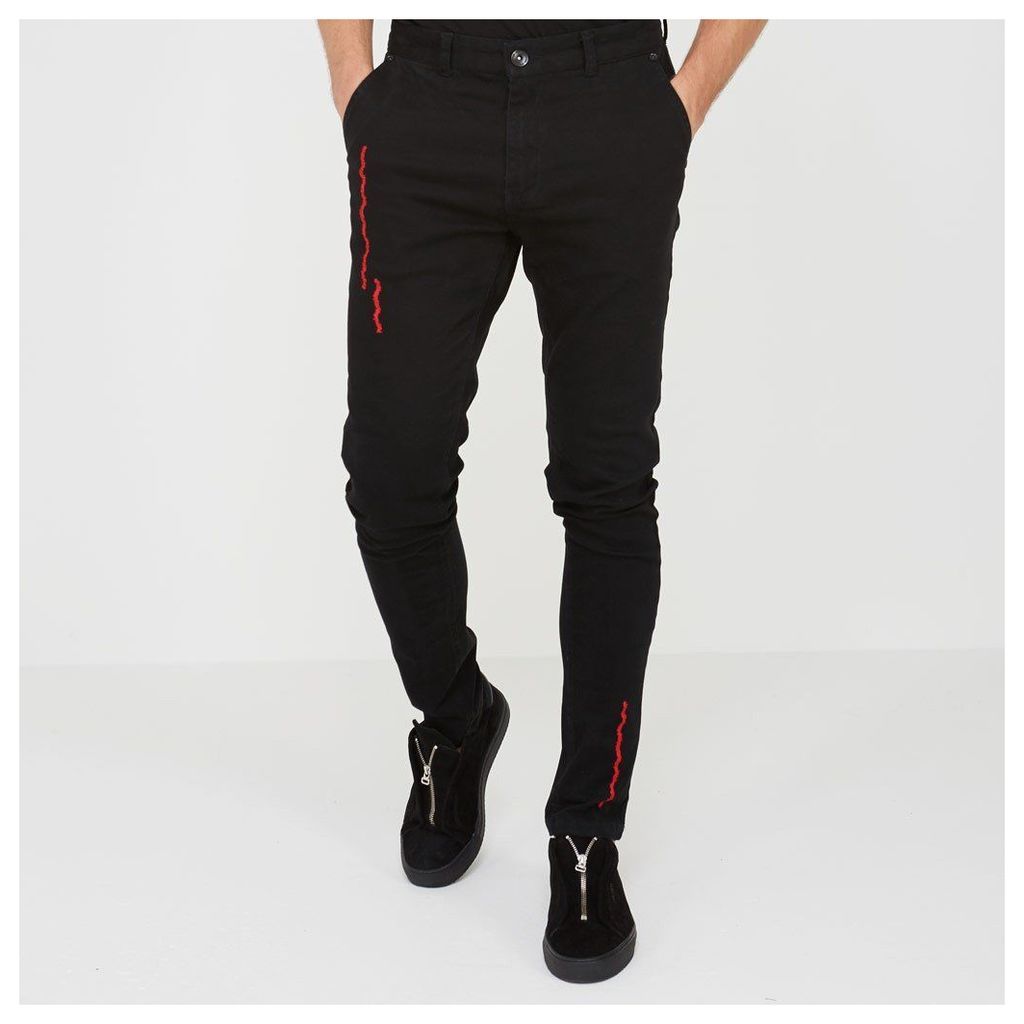 Stitch Detail Jeans - Black/Red