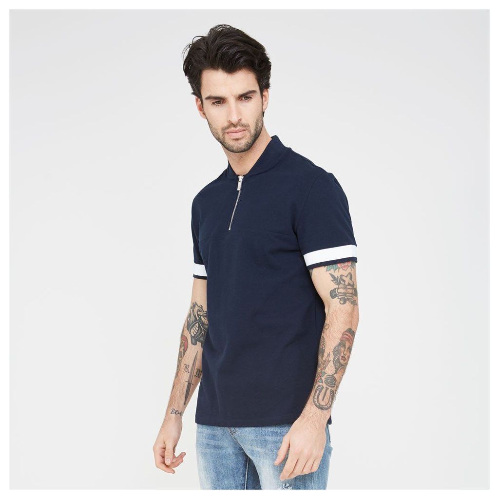 Panelled Polo Shirt - Navy
