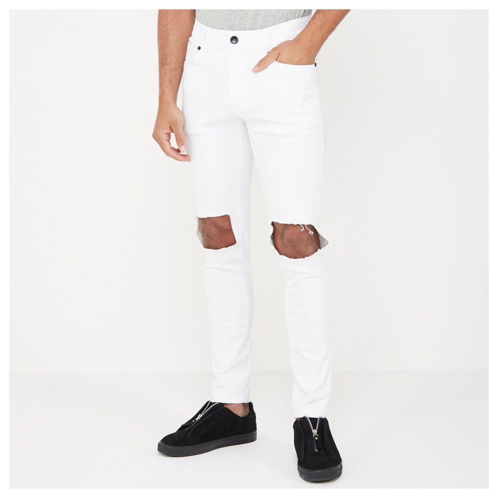 Ripped Knee Jeans - White