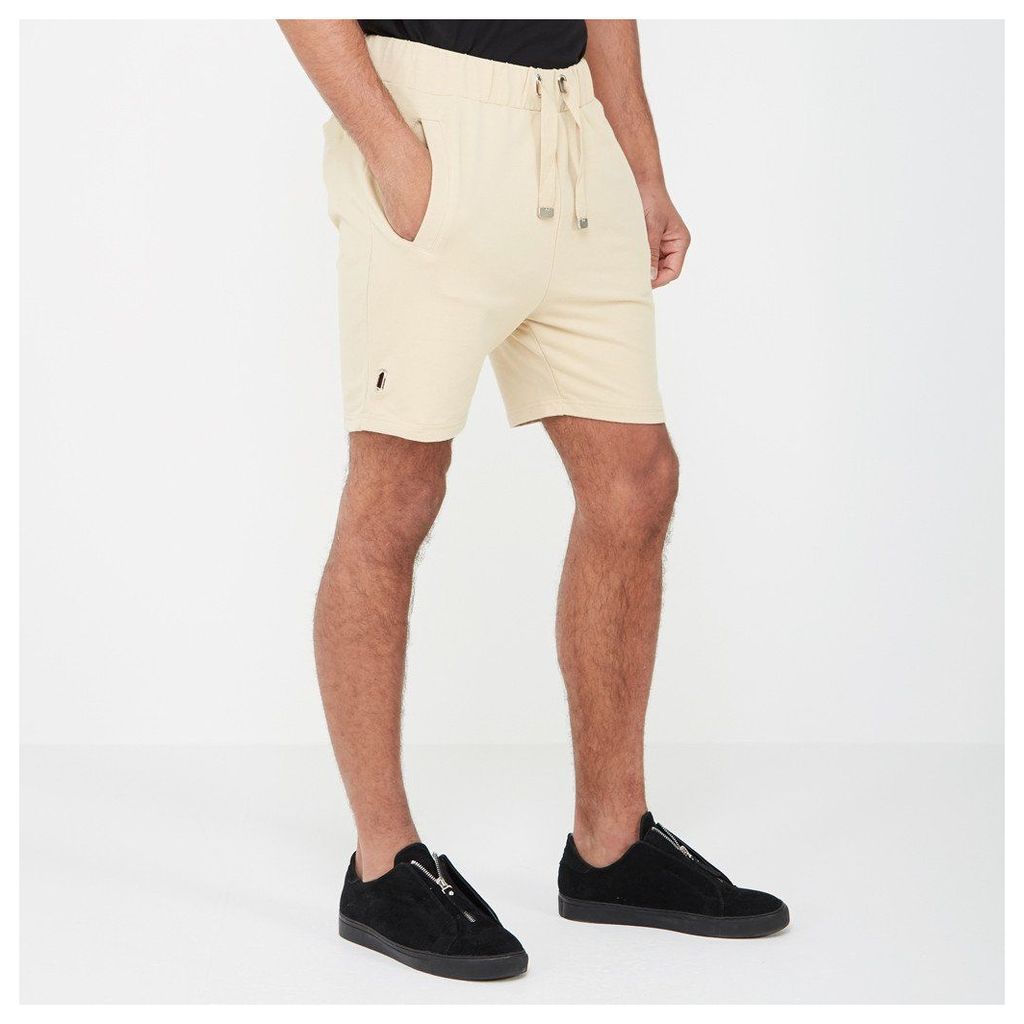 Shorts with Eyelet Detail - Beige