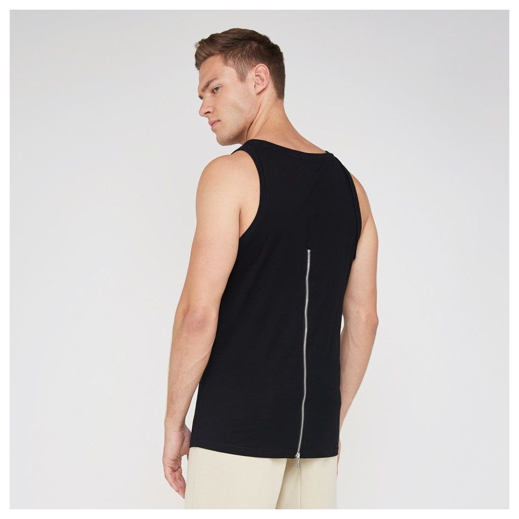 Muscle Vest with Zip - Black