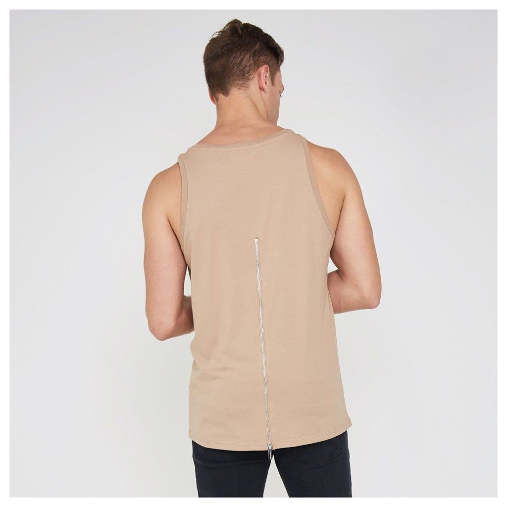 Muscle Vest with Zip - Beige