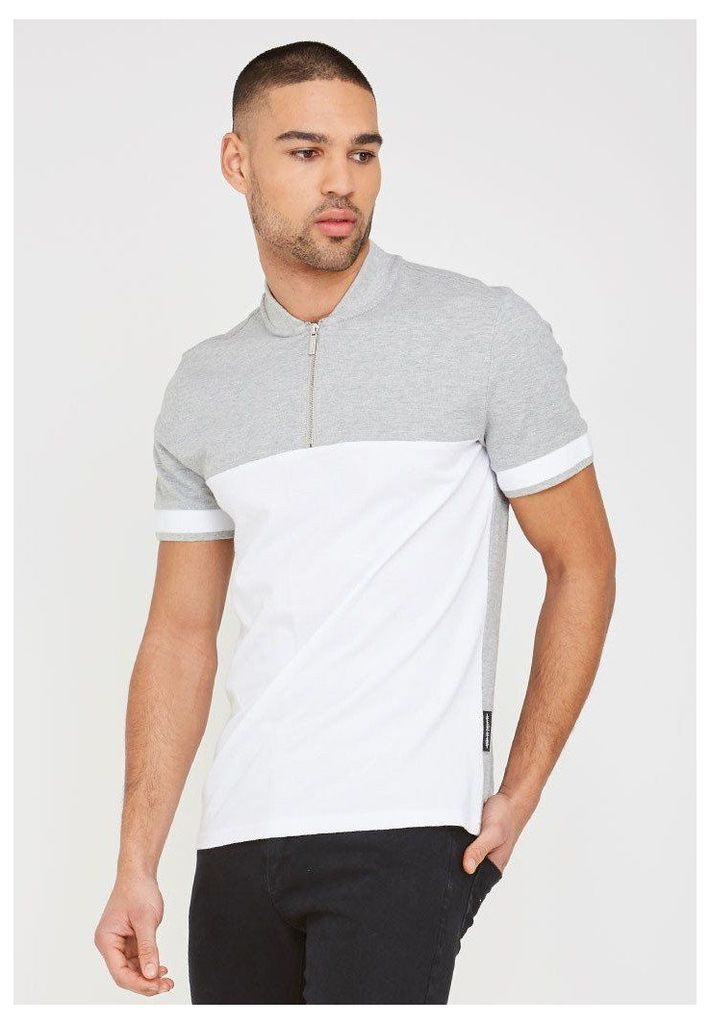 Panelled Polo Shirt - Grey