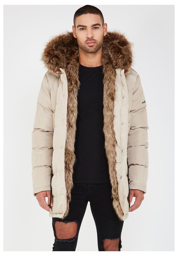 Fur Lined Coat - Beige
