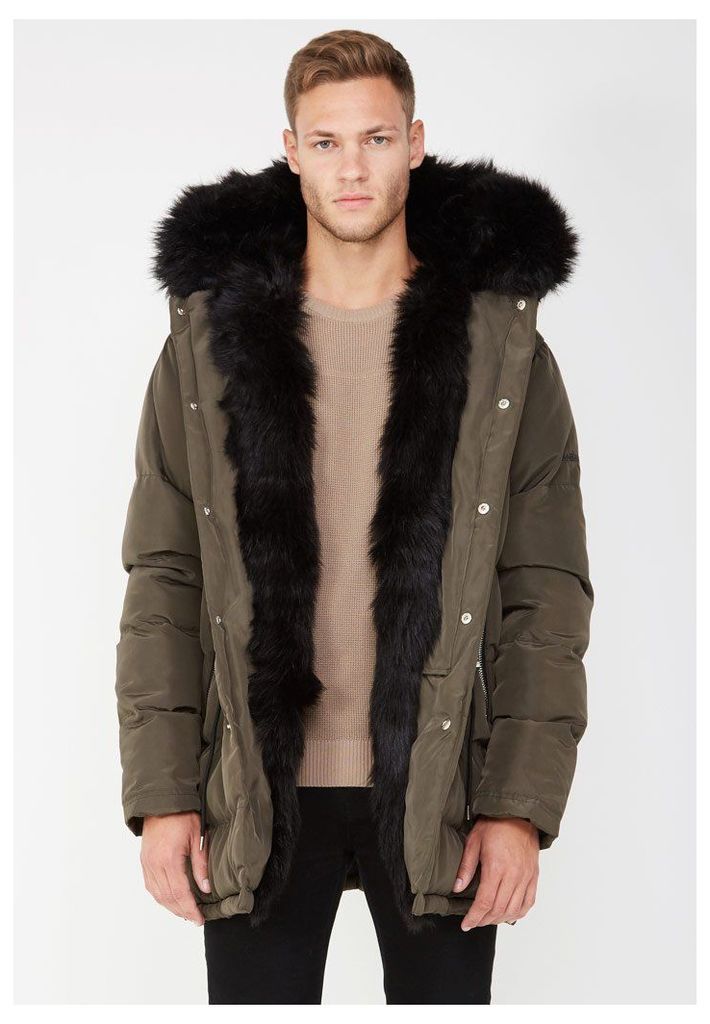 Fur Lined Coat - Khaki