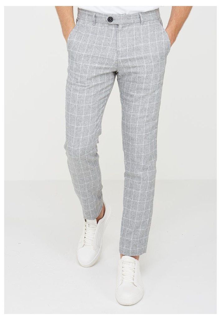 Checked Trousers - Light Grey