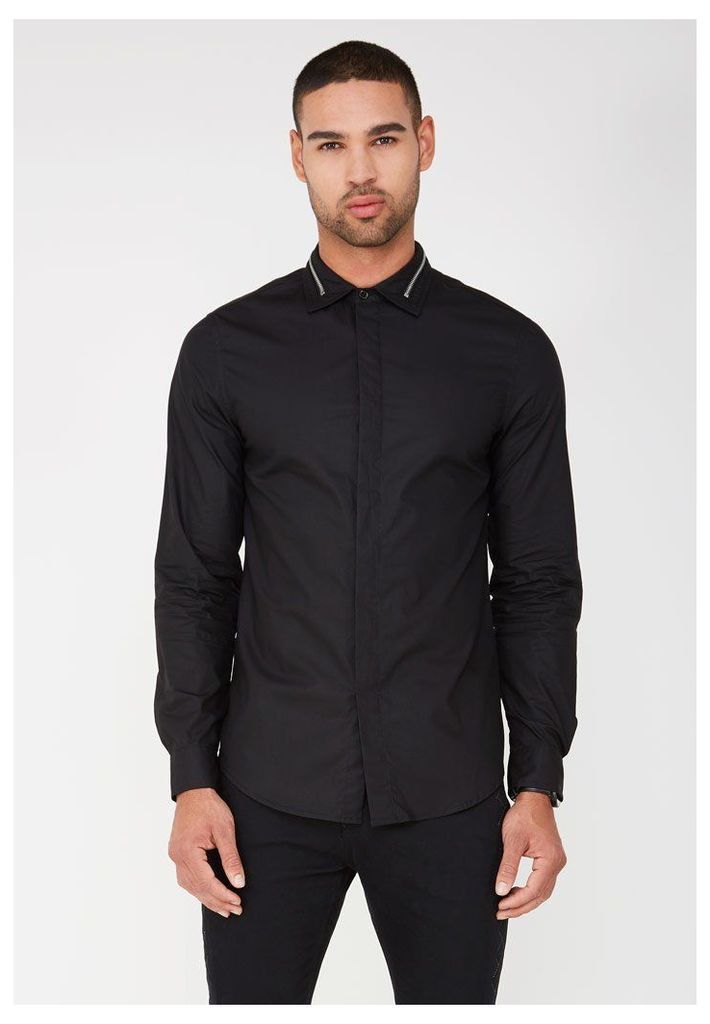 Zip Collar Shirt - Black