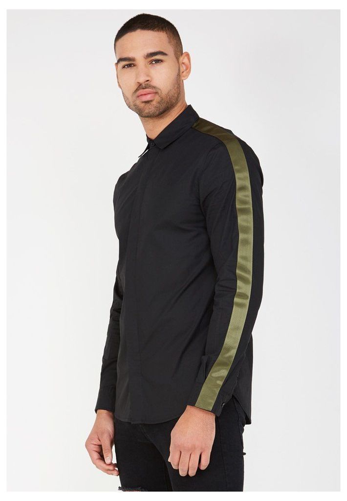Shirt with Taped Sleeves - Black/Khaki