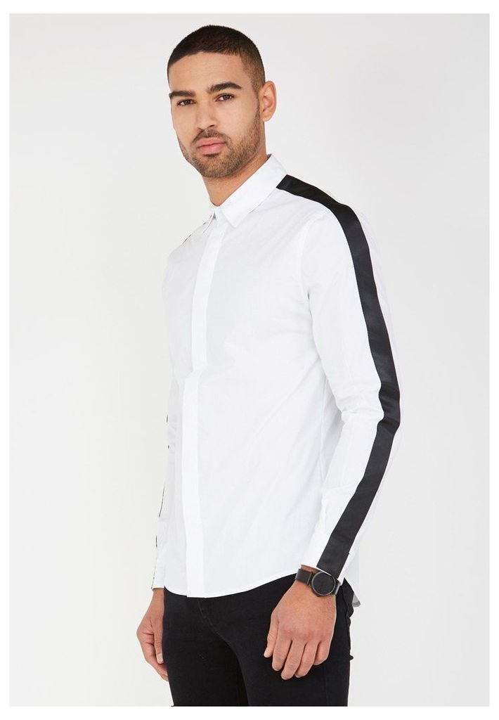 Shirt with Taped Sleeves - White/Black