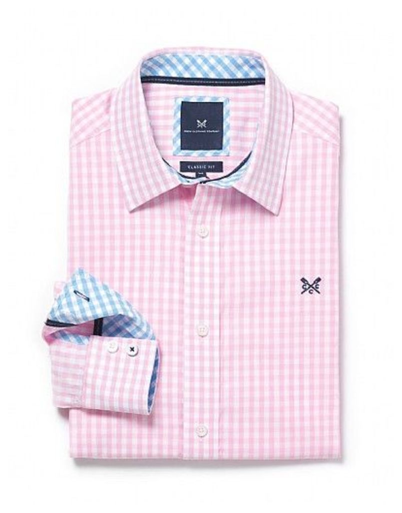 Crew Classic Fit Gingham Shirt In Classic Pink