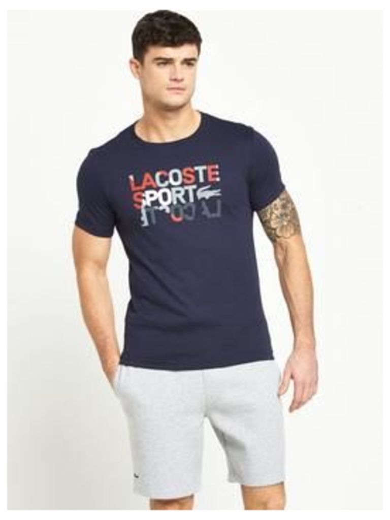 Lacoste Sport Logo T-Shirt, Navy/Orange, Size 3, Men