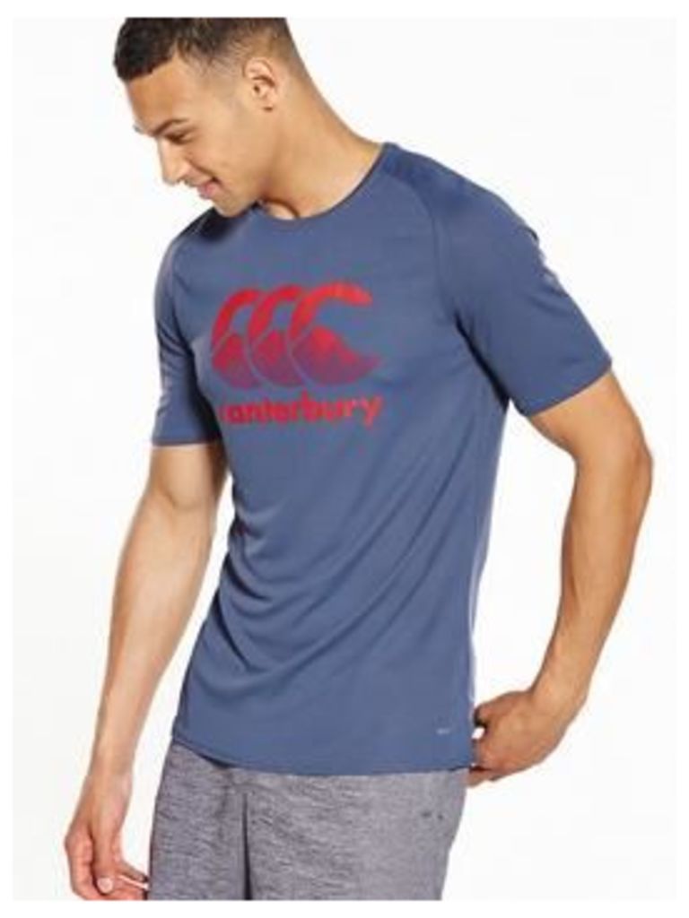 Canterbury Vapodri Poly Logo T-Shirt, Blue, Size L, Men